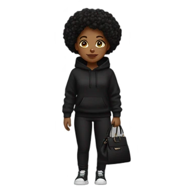 Black girl black hoodie black pant and black handbag sticker