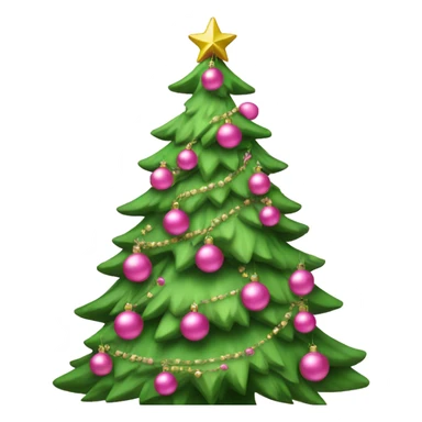 green christmas tree decorated in pink ornaments  sticker