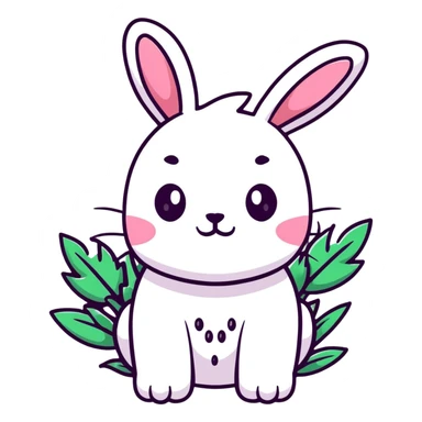 Kawaii bunny plant dragon with tiny spikes, extremely cute, giant sparkly eyes, blushing cheeks, pastel colors, small mouth, adorable expression sticker