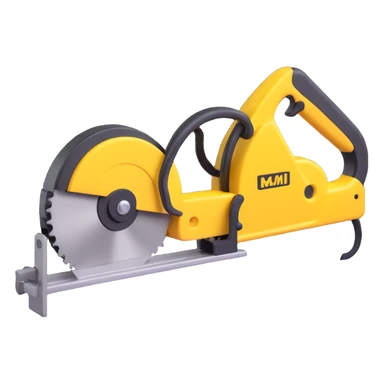 create a 3d saw image using a combination of black and yellow colors sticker