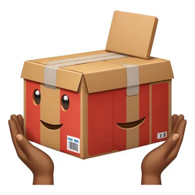 two hands handing box normal package sticker