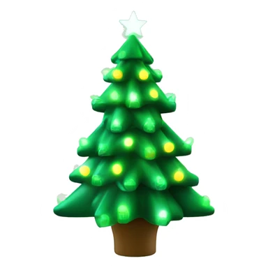 a 3d green christmas tree with glowing christmas lights  sticker