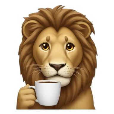 Lion drinking coffee sticker