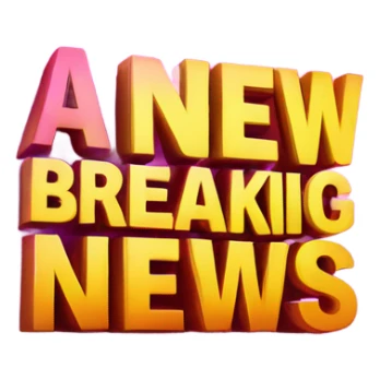 A professional breaking news banner with the word ‘NEW’ glowing in bold text, set on a modern gradient background with ticker-style elements. sticker