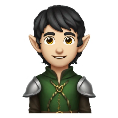 dark hair male elf fantasy sticker