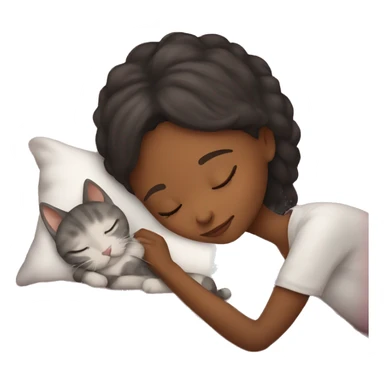 Girl sleeping with cat sticker