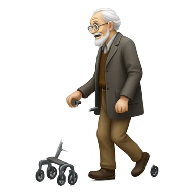 Jacob Gehl as an old man with a walker sticker