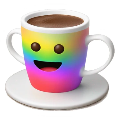 Rainbow coffee cup with hot coco and no face sticker