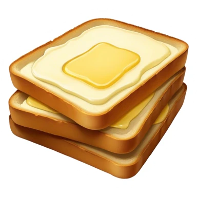 Cinematic warm toasted bread, golden-brown edges, butter melting into the surface, slightly crispy texture, simple and comforting, warm glowing background, inviting and homely. sticker