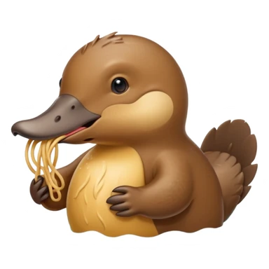 Platypus eating noodle sticker