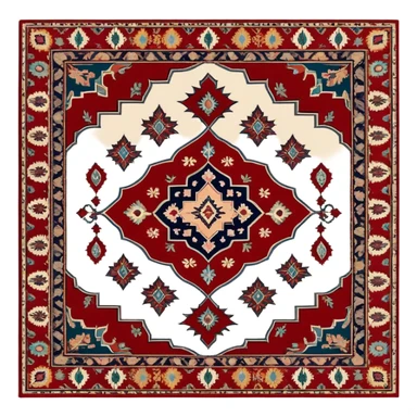 Cinematic Realistic depiction of a richly patterned Turkish carpet, rendered with exquisite details and vibrant colors, set against a soft, warmly lit background that emphasizes its artisanal craftsmanship sticker