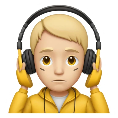 Sad face wearing headsphones with yellow face no nady sticker