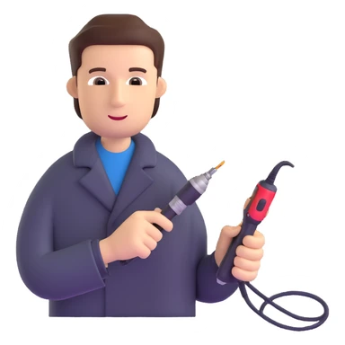 man with a soldering iron sticker