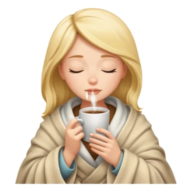 girl inside a blanket sipping coffee eyes closed sticker
