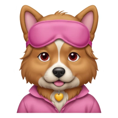 a dog with red sleep mask and wearing pink shirt sticker