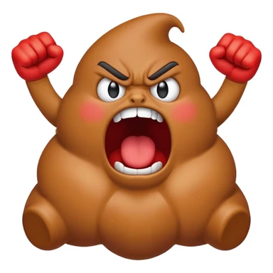 angry poop emoji, shouting, red face sticker