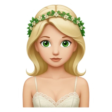 blonde haired green eyed bride in ivory gown with spaghetti straps sticker