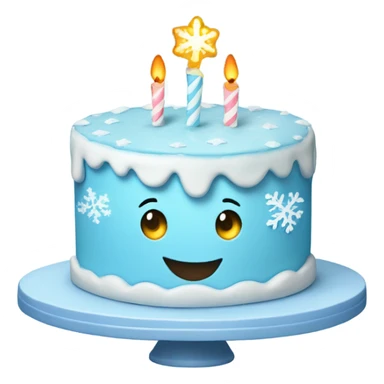 Light blue teared cake with snowflakes sticker
