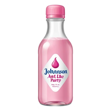 realistic Johnson and Johnson style bottle pink cap pink label clear bottle with aint no party like a berry party written on the logo with diddy logo sticker