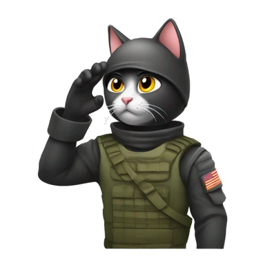 Cat Ninja saluting with his paw to his forehead like a solider in the army sticker