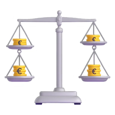 balance scale with euro symbol in the pans sticker