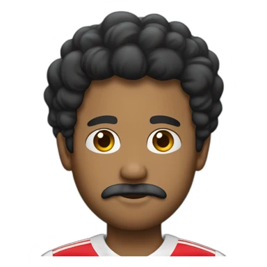 crie um emojii com um jovem pardo de cabelo preto e bigode preto com a camisa do sao paulo sticker