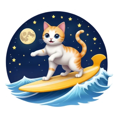  a cat surfing on the moon sticker