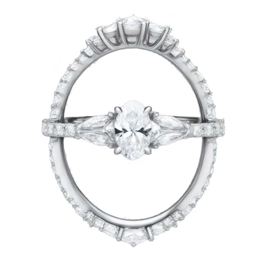 Oval center engagement ring with Marquise band in a white gold setting sticker