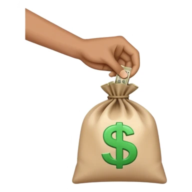 A bag of money on the palm of a hand sticker