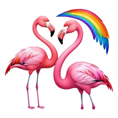 flamingo with second flamingo in rainbow  sticker
