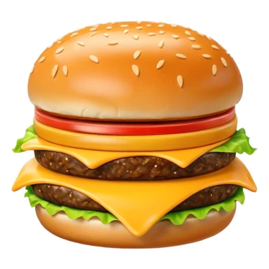 A cute 3D emoji-style letter “A” shaped like a burger, glossy finish, sesame bun forming the top and bottom, melted cheese, lettuce and patty integrated into the letter shape, smooth cartoon design, soft lighting, clean background, high-quality modern emoji look. sticker