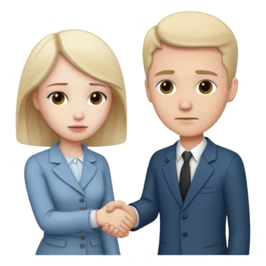 a sad couple shakes hands sticker