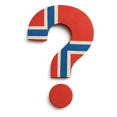 paper craft style question mark with Norwegian flag inside sticker