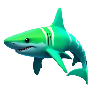 Fluorescent green colored hammerhead shark with blue zebra stripes  sticker