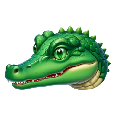 Cinematic Noble Crocodile Portrait Emoji, Poised and regal, with a powerful, elongated build and a rugged, scaly emerald-green hide, piercing cold eyes, Simplified yet sharp and sophisticated features, highly detailed, glowing with a soft, dignified glow, high shine, intelligent and formidable, stylized with an air of ancient might, focused and attentive, soft glowing outline, capturing the essence of a watchful and commanding reptile, so majestic it feels as though it could silently slide out of the screen with effortless authority! sticker