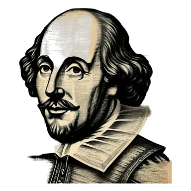 Shakespeare made of newspaper cuttings handwriting 420 hemp roses flowers plants leaves sticker