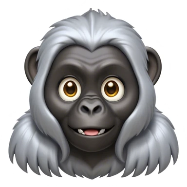 Cinematic Cute mountain Gorilla Portrait Emoji, Head tilted playfully and inquisitively, with a robust build accented by a striking silver mane and round, sparkling eyes full of gentle charm, Simplified yet irresistibly adorable features, highly detailed, glowing with a warm, friendly jungle glow, high shine, affectionate and lively, stylized with a touch of endearing primate whimsy, soft glowing outline, capturing the essence of a mischievous yet loving mountain that feels like it could lumber out of the screen into your arms! sticker