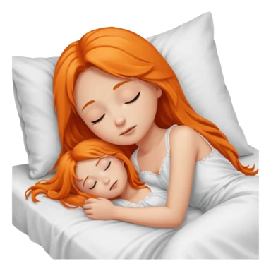 Orange long hair girl sleeping in bed alone sticker