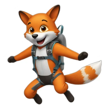 Jumping fox skydiving sticker