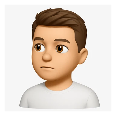 Based on these photos, make an emoji with facial features preserved, a man in a white T-shirt, looking into the distance sticker