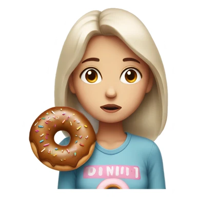 Exhausted girl with donut sticker