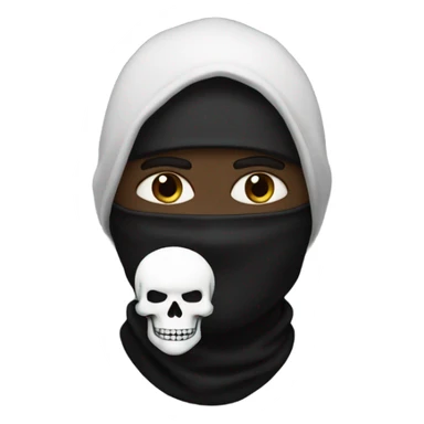black balaclava guy with painted white skull sticker
