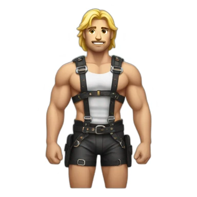 Muscular Male in leather harness sticker