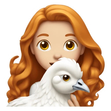 Ginger girl with Long hair and a white hen inside her Arms  sticker