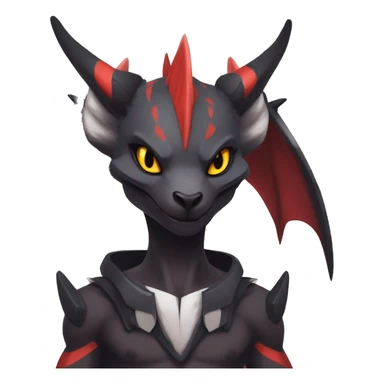 Black Cool Edgy Anthro Noivern-Nargacuga Fakémon  with White and Red Edgy markings sticker