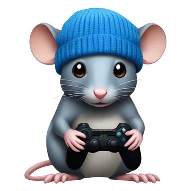 Rat with blue beanie holding a game controller  sticker