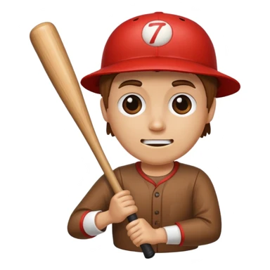 A log which has a face and he's holding a bat sticker