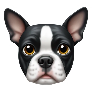 boston terrier with black dot on the top of head sticker