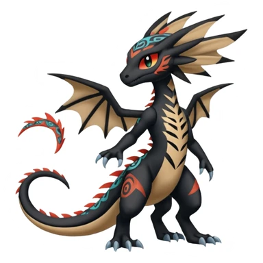 Meloetta-Stitch-Zekrom-Salandit-fusion, full body, tribal markings  sticker