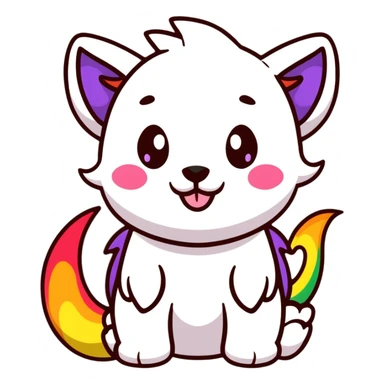 Adorable dragon puppy breathing tiny rainbow flames sticker